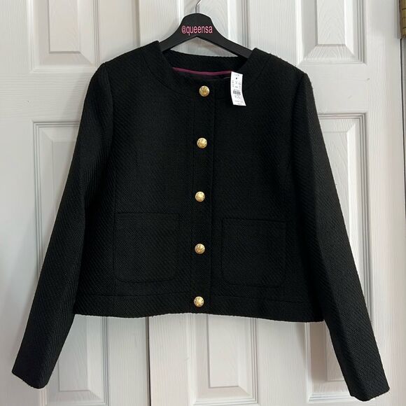 J. Crew Tweed lady jacket in Black size 12 - Picture 3 of 15